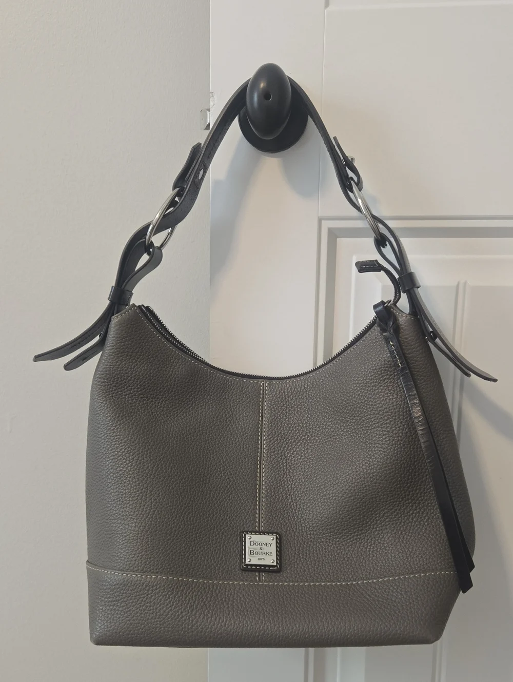 Dooney & Bourke Charcoal Pebble Leather Hobo Bag